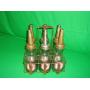 6 texaco gas oil bottles with carrier