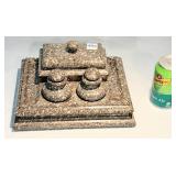 Heavy Marble Desk Set Inkwell