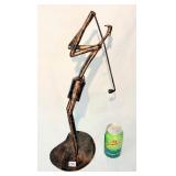 Brutalist Metal Golfer Scupture Figurine