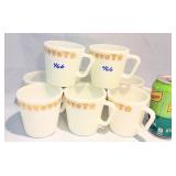 Eight Pyrex Gold Butterfly Coffee Mugs