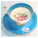 Aynsley Cabbage Rose Teacup & Saucer