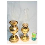 Two Vintage Brass Oil Lamps