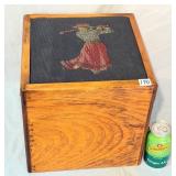 Vintage Golf Needlepoint Wooden Storage Box