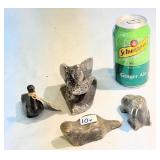 4 Vintage Soapstone Figurines