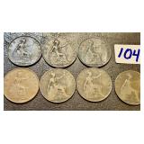 7 British One Cent Penny Coins King Edward Vll