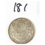 1953 Canadian Silver Half Dollar Coin