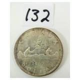 1962 Canadian Silver Dollar Coin