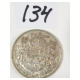 1944 Canadian Half Dollar Silver Coin