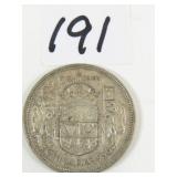 1956 Canadian Silver Half Dollar Coin