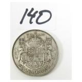1952 Canadian Half Dollar Silver Coin