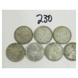 7 Canadian Silver Quarter Coins