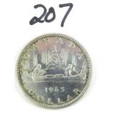 1965  Canadian Silver Dollar Coin