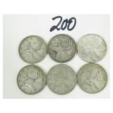 6 Early Canadian Silver Quarters
