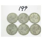 6 Early Canadian Silver Quarters