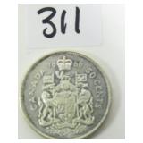 1966 Canadian Silver Half Dollar Coin