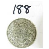 1954 Canadian Silver Half Dollar Coin