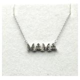 Sterling Silver Diamond MAMA Necklace W/lA