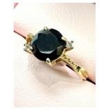 Gold Plated Black Onyx & White Topaz Ring