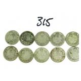 10 Early Canadian Silver Dime Coins