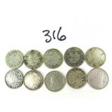 10 Early Canadian Silver Dime Coins