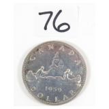 1959 Canadian Silver Dollar Coin