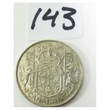 1952 Canadian Half Dollar Silver Coin