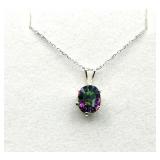 Sterling Silver Rainbow Topza Pendant