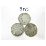 3 Canadian 1870's Silver Quarter Coins