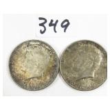 2 1964 U.S. Silver Kennedy Half Dollar Coins