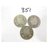 3 Canadian 19900's Silver Quarter Coins