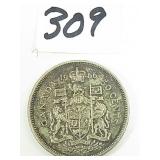 1966 Canadian Silver Half Dollar Coin