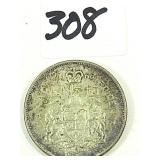 1966 Canadian Silver Half Dollar Coin