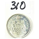 1966 Canadian Silver Half Dollar Coin