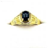 Gold Plated Sterling Silver Blue Sapphire Ring W/A