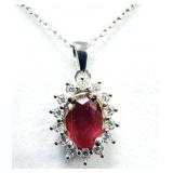 Sterling Silver Ruby and CZ Pendant