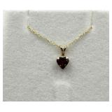 10kt Gold Garnet Heart Shape Pendant