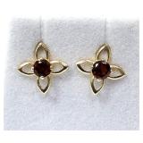 14KT Yellow Gold Garnet Earrings