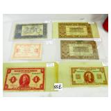 6 Early Netherland Bank Notes 1938-1945