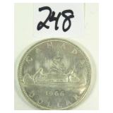 1966 Canadian Silver Dollar Coin