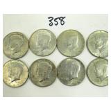 8 U.S. Partial Silver Half Dollar Coins