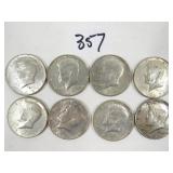 8 U.S. Partial Silver Half Dollar Coins