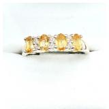 Sterling Silver Citrine & CZ Ring