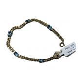 Gold Plated Sterling Silver Blue Topaz Bracelet W/