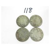 4 Early Canadian Quarter Coins