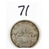1957 Canadian Silver Dollar Coin