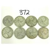 8 Canadian Silver Quarter Coins