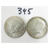 2 1964 U.S. Silver Kennedy Half Dollar Coins