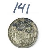 1952 Canadian Half Dollar Silver Coin