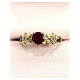 Gold Plated Sterling Silver Ruby with CZ Ring W/A