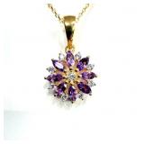 GP Sterling Silver Natural Amethyst Pendant W/A